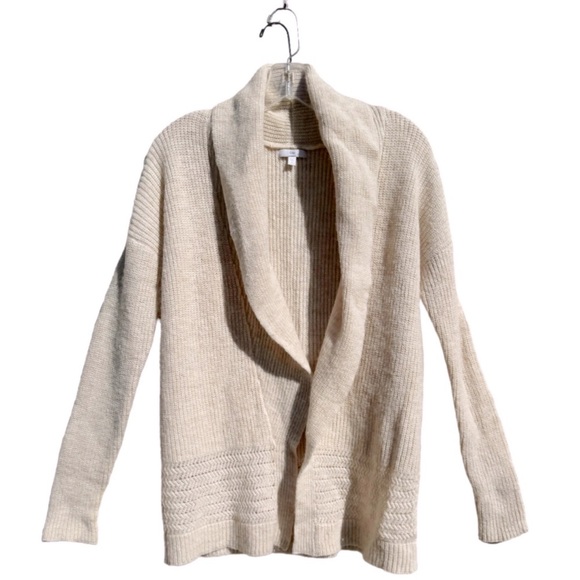 Gap Creamy Pale Pink Tweed Shawl Collar Cardigan, Size Small - Picture 3 of 13